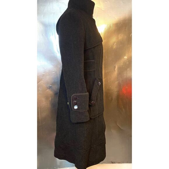 Soia & Kyo Wool Coat Medium Button Up Funnel Neck Pea Coat - Picture 4 of 16